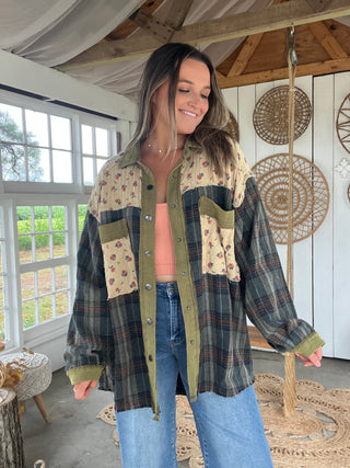 The FallIng Floral Flannel - OLIVE PREORDER 11/15