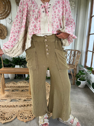 Cloud Nine Gauze Pants - OLIVE