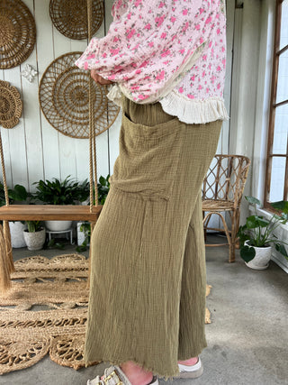 Cloud Nine Gauze Pants - OLIVE