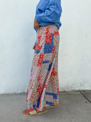 The Coline Printed Pants - RED/BLUE
