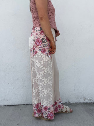 Patchwork Petals Pants - CREAM