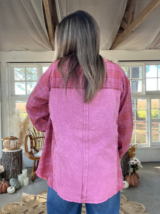 The Pine Plaid Top - ORCHID