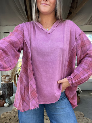 The Pine Plaid Top - ORCHID
