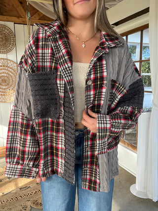 The Mix Media Plaid Shacket (can not restock)