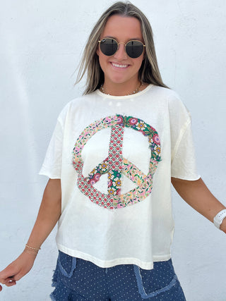Patchwork Floral Peace Tee