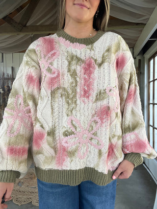 September Bloom Cable Knit Sweater
