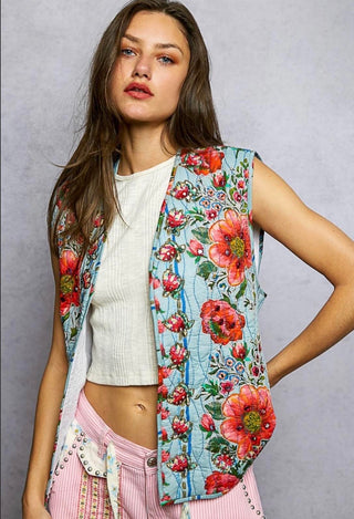 POL FLORAL VEST