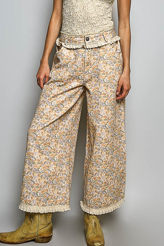Flower Child Denim Eyelet Pants - HONEY FLORAL