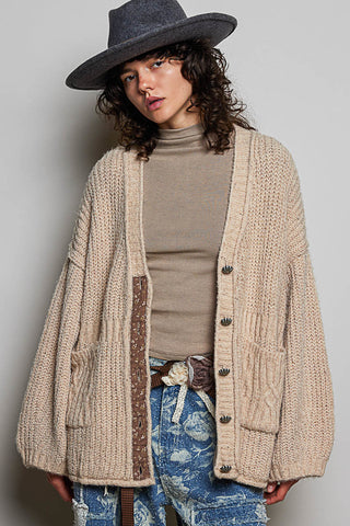 The Teddy Graham Knit Cardigan - MOCHA