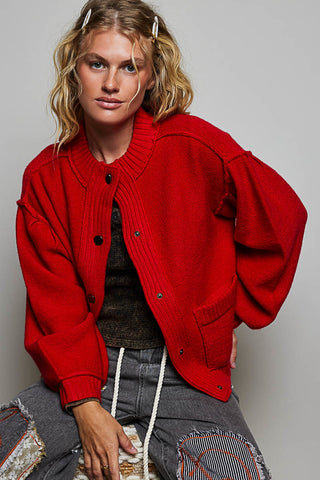 The Christmas Tree Farm Cardigan - APPLE RED