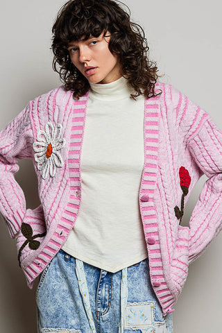 The Wild Flower Knitted Cardigan - PINK