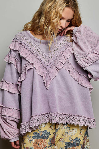 Eyelet Twirl Top - Powder Lilac
