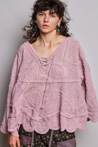 The Hayride Mauve Embroidered Blouse