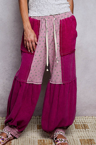 The Grateful Autumn Floral Pants - MAGENTA