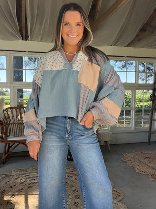 The Boho Dream Patch Top - BLUE