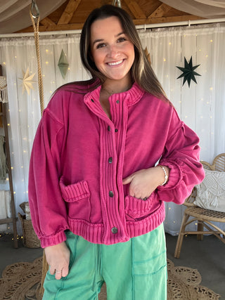 The Hamptons Cardigan - FUCHSIA