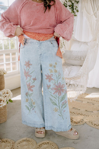The Autumn Bloom Pants - DENIM