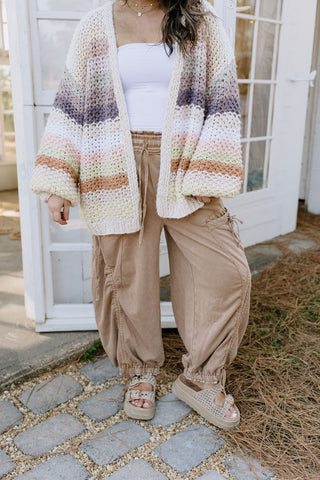 Harlow Knit Stripped Cardigan - ECRU