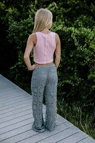 Palm Island Crochet Pants - CHARCOAL