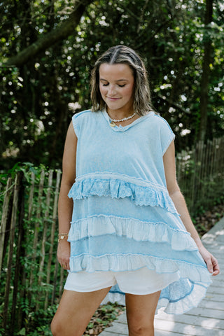 Ocean Blues Eyelet Top