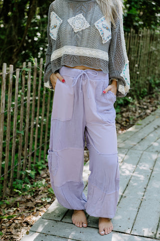 Patchwork Joggers - PURPLE