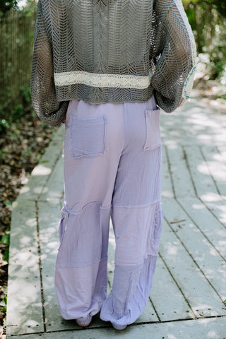 Patchwork Joggers - PURPLE