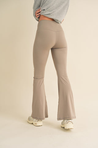 Criss Cross Flare Leggings - TAUPE