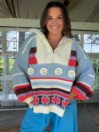 The Eva Pullover - SKY MULTI