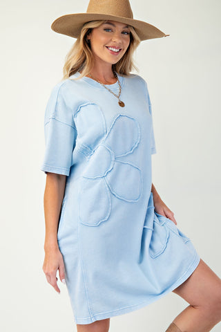 Casual Summer Day T-Shirt Dress - PERI BLUE