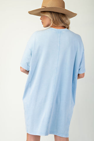 Casual Summer Day T-Shirt Dress - PERI BLUE