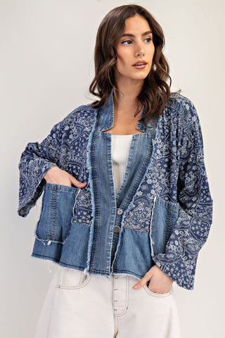 Paisley Mix Denim Boho Top