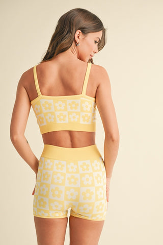 Flower Print Tank and Shorts Set - BABY YELLOW