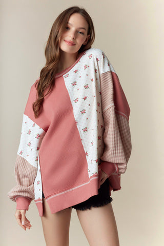 Pumpkin Floral Pullover
