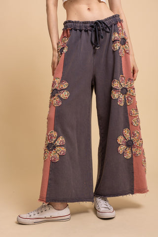 The Autumn Floral Pants - NAVY