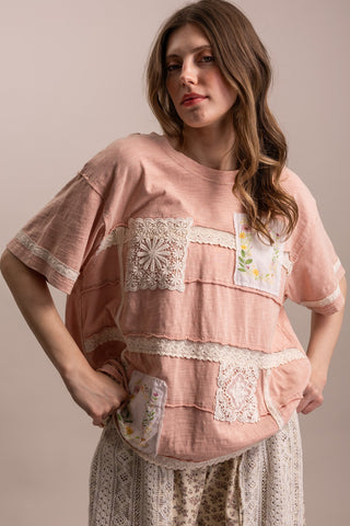 The Coastline Floral Top - DUSTY PINK