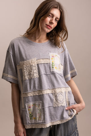 The Coastline Floral Top - HEATHER GREY