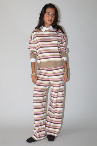 The Candy Stripe Knitted Pants - TOFFEE