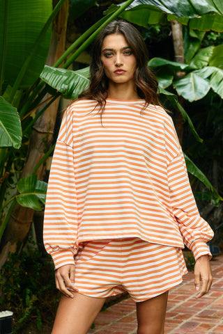 The Seaside Striped Long Sleeve - ORANGE