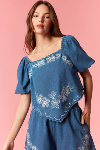 Peach Love Denim Short Set (FINAL SALE)