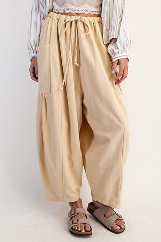The Jamie Linen Joggers - CREAM