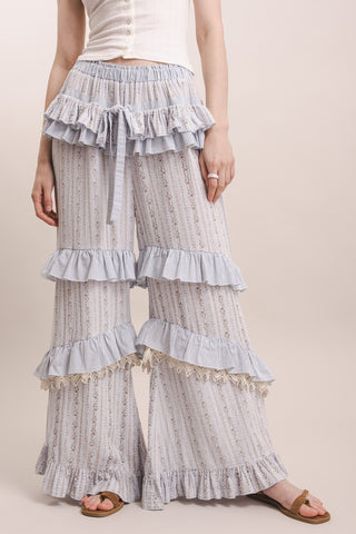 bluevelvet blue floral pants