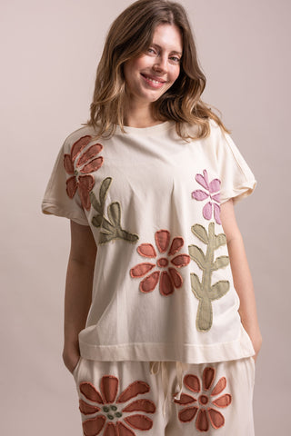 Flower Patchwork Short Sleeve Top