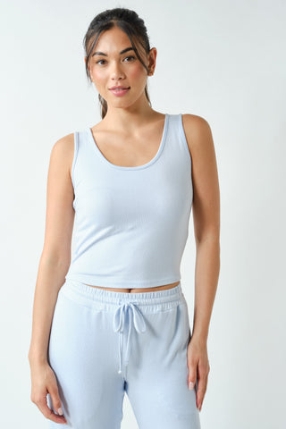 Brushed Hacci Lounge Tank Top - LIGHT BLUE