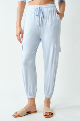 Brushed Hacci Cargo Lounge Jogger Pant - BLUE