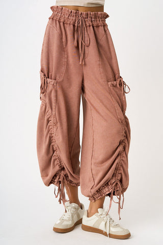 The Heidi Barrel Joggers - RED BEAN