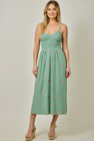 HEM AND THREAD TEAL DRESS