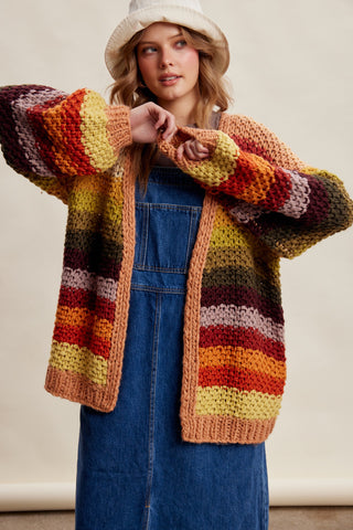 Harlow Knit Stripped Cardigan - AUTUMN LEAVES PREORDER LATE AUG