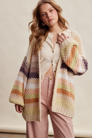 Harlow Knit Stripped Cardigan - ECRU PREORDER 1 WEEK