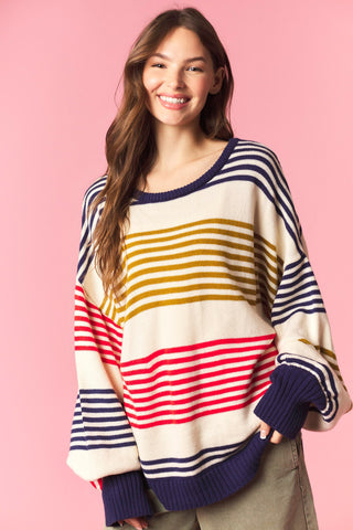 The Skyline Striped Sweater - NAVY