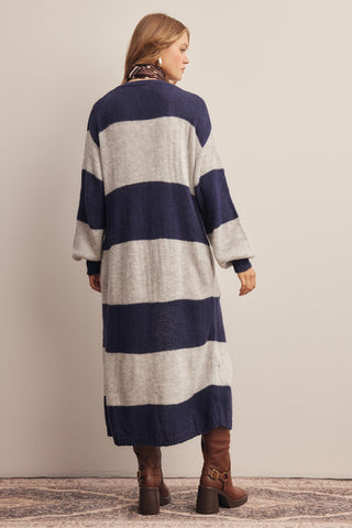 The Cozy Cloud Striped Cardigan - NAVY